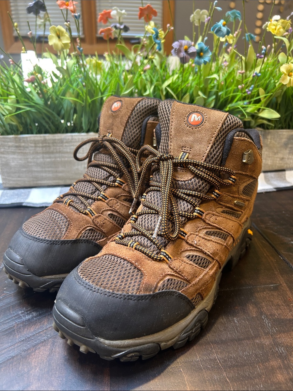 Merrell Moab Brown and Black Suede-Mesh Hiking Boots Size 11